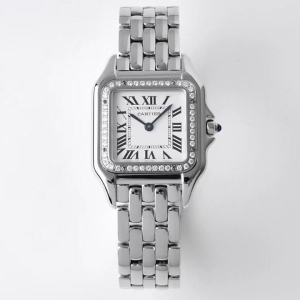 Panthère De Cartier Watch Medium Model Steel Diamonds